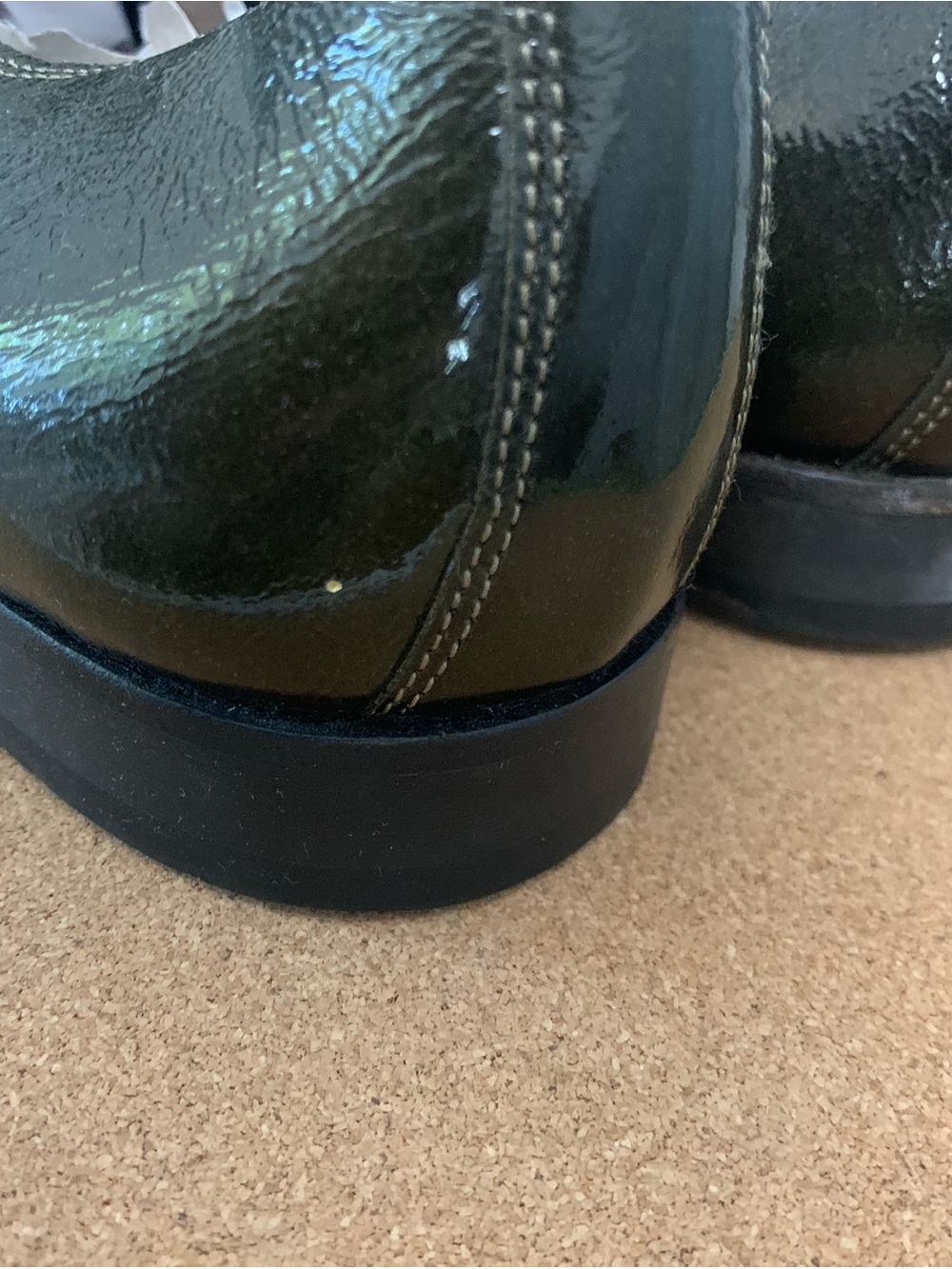 Vintage The Generic Man Men's Olive Green Leather Lace-Up Dress Shoes Sz. 44.5 - Picture 4 of 8